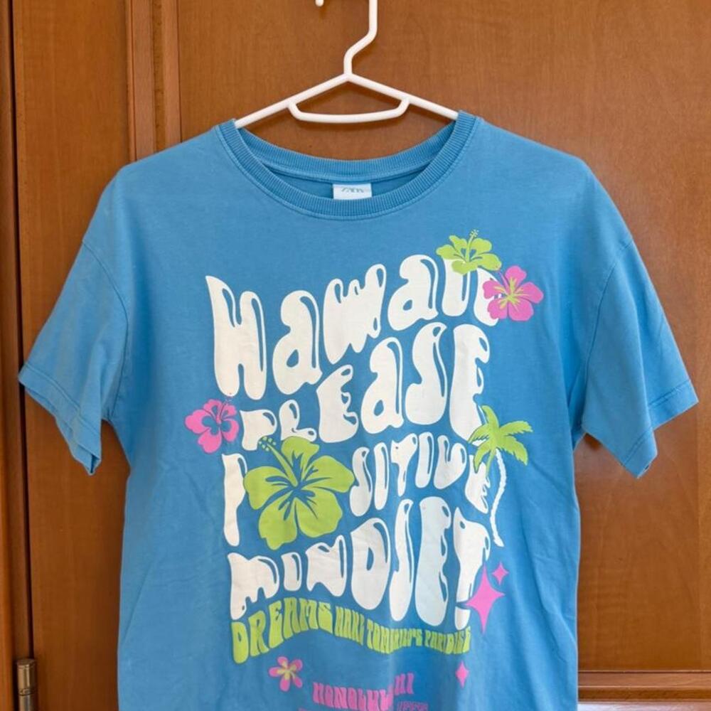 Blue Hawaii Tropical Floral Graphic Oversized Tee